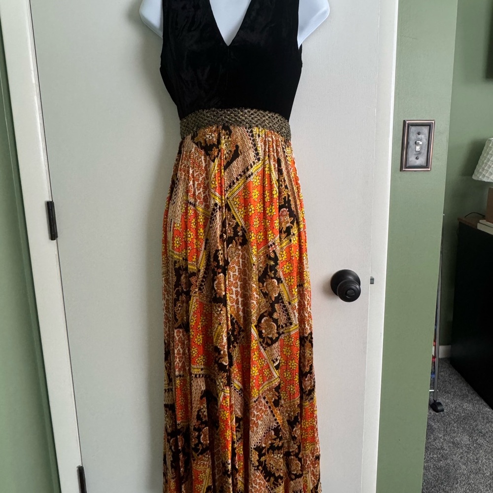 Beautiful Vintage Jumper with Black Velvet Top and Palazzo Pants.